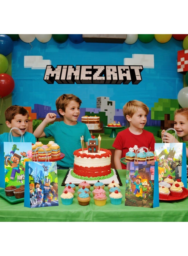 ماين كرافت أكياس هدايا Minecraft، مجموعة أكياس حفلات ألعاب Pixel مكونة من 16 قطعة - أكياس حفلات Minecraft، أكياس هدايا ألعاب Pixel، أكياس حلوى ألعاب Pixel للأولاد/البنات للأطفال لتزيين حفلات أعياد الميلاد ذات طابع ألعاب Pixel - Image 4